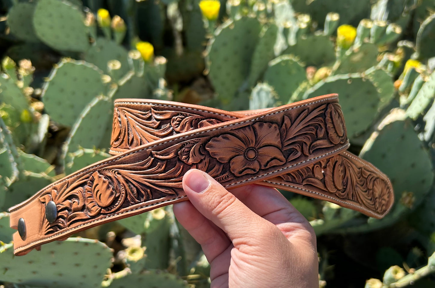 Stock- Full floral, natural border belts