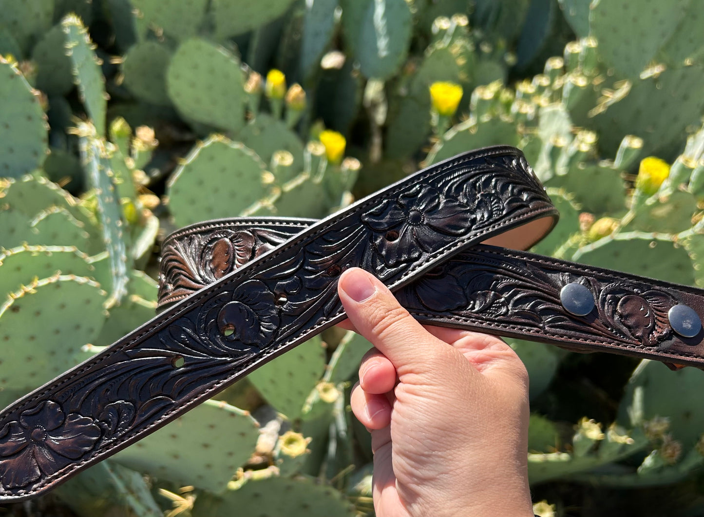 Full floral chocolate dyed belt