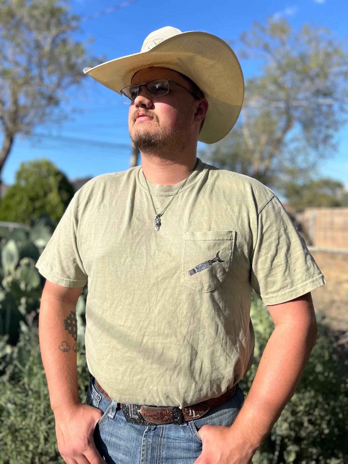Olive Comfort Colors Pocket T-Shirt