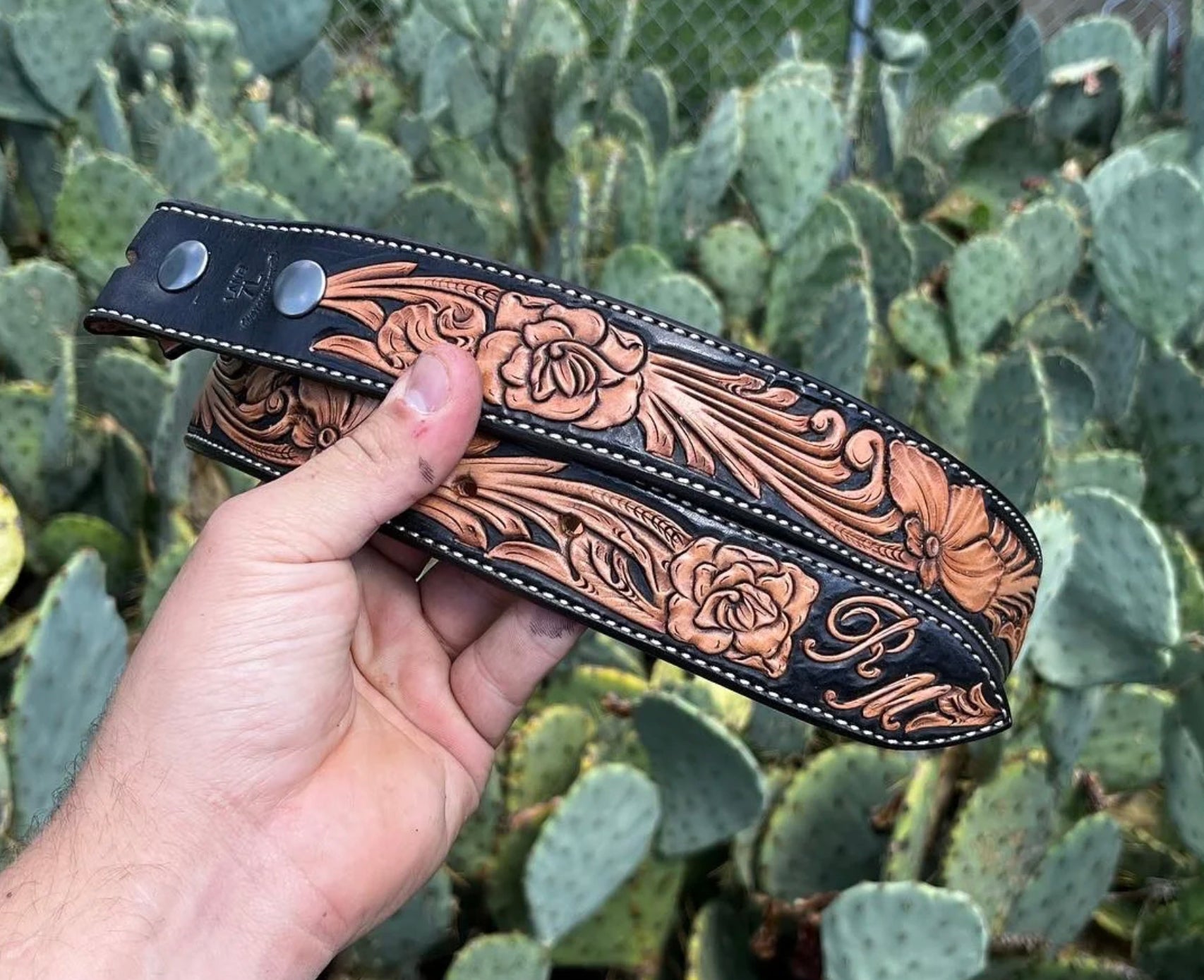 Custom Tooled Leather Belt 