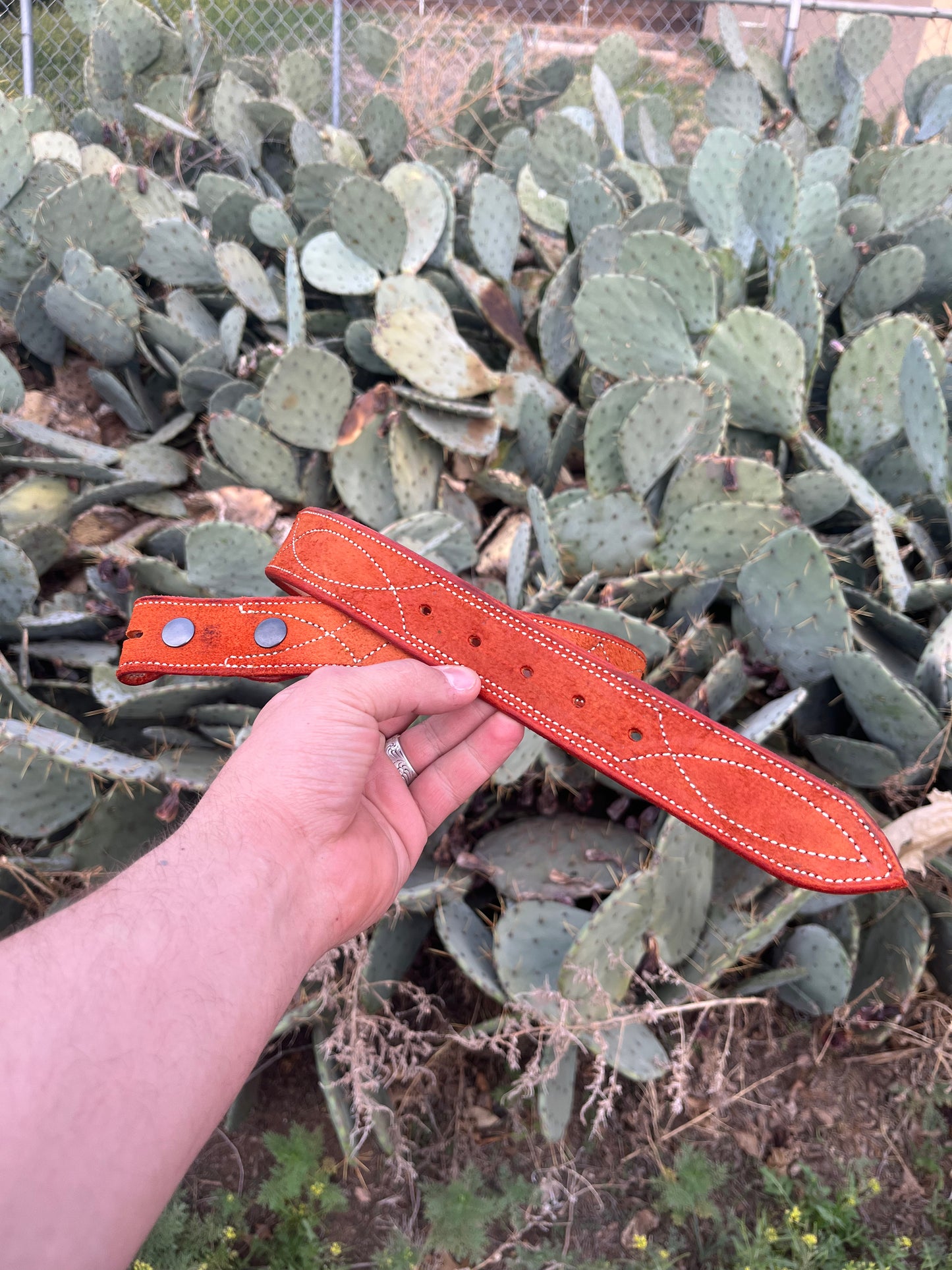 Burnt Orangerough out gunslinger stitched belt