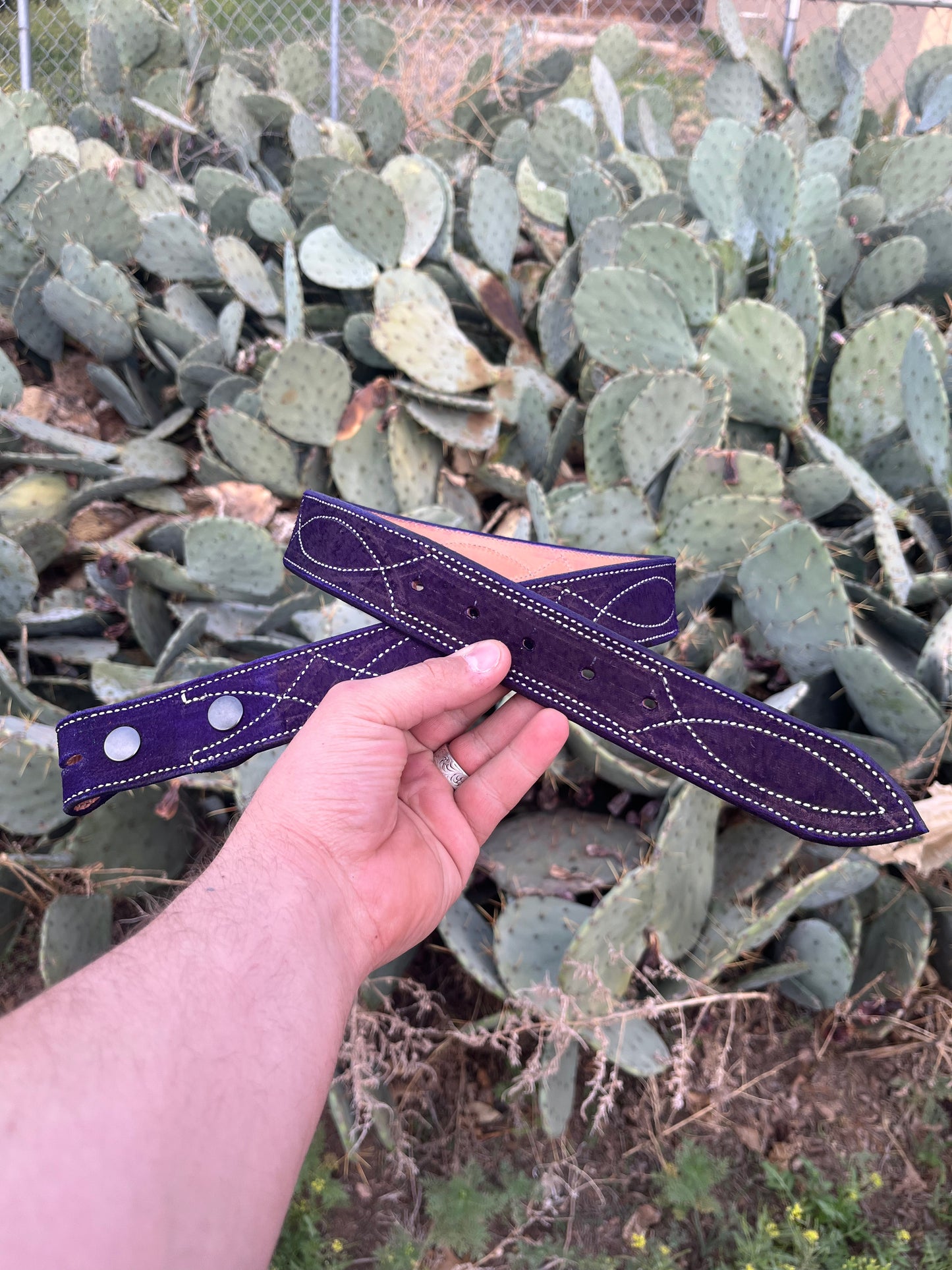 Royal Purple rough out gunslinger stitched belt