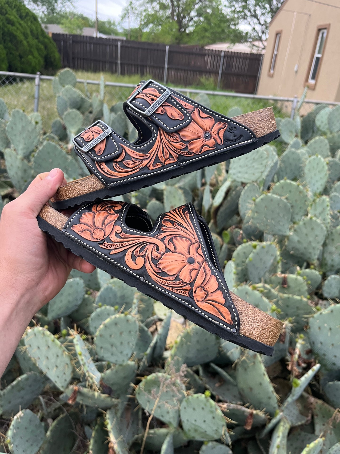 Floral Tooled Birkenstocks