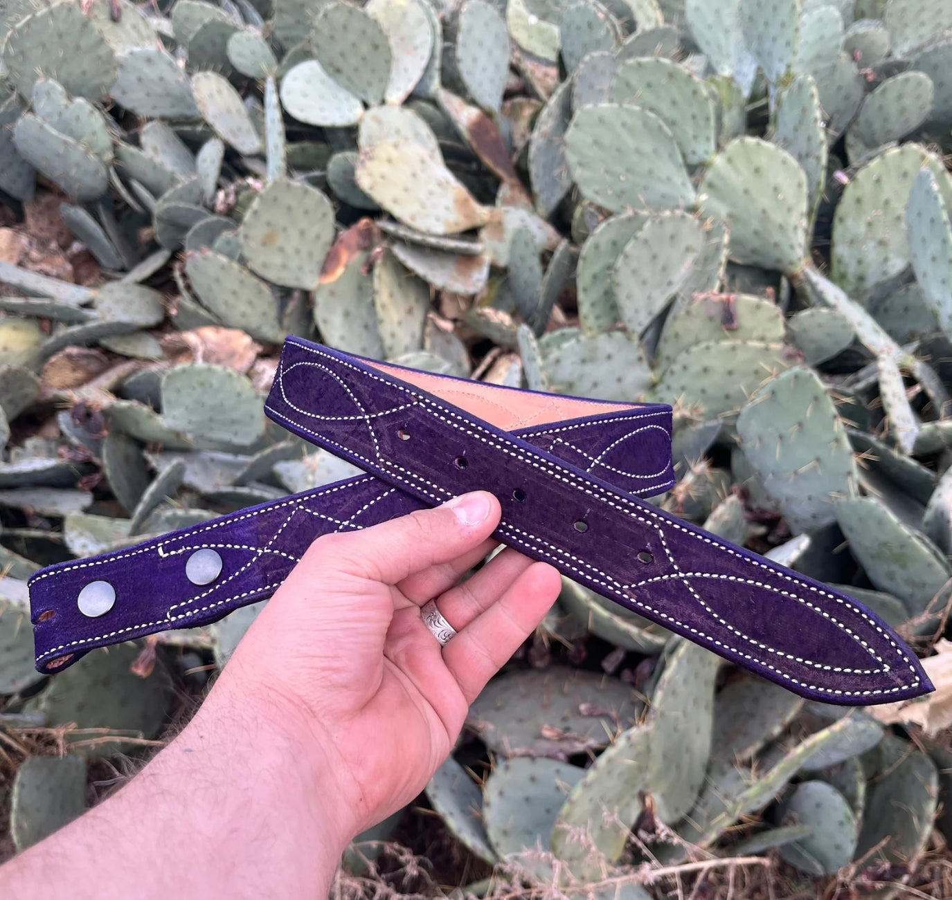 Colored Rough Out Gunslinger Stitched Belts