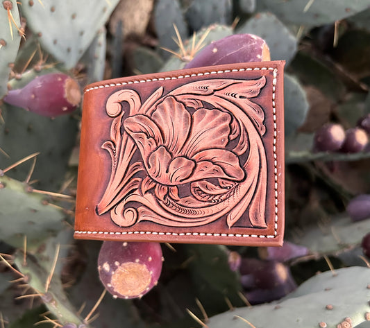 Full Floral Tooled Bi-Fold Wallet