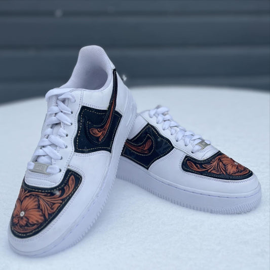 Floral tooled Air Force 1s
