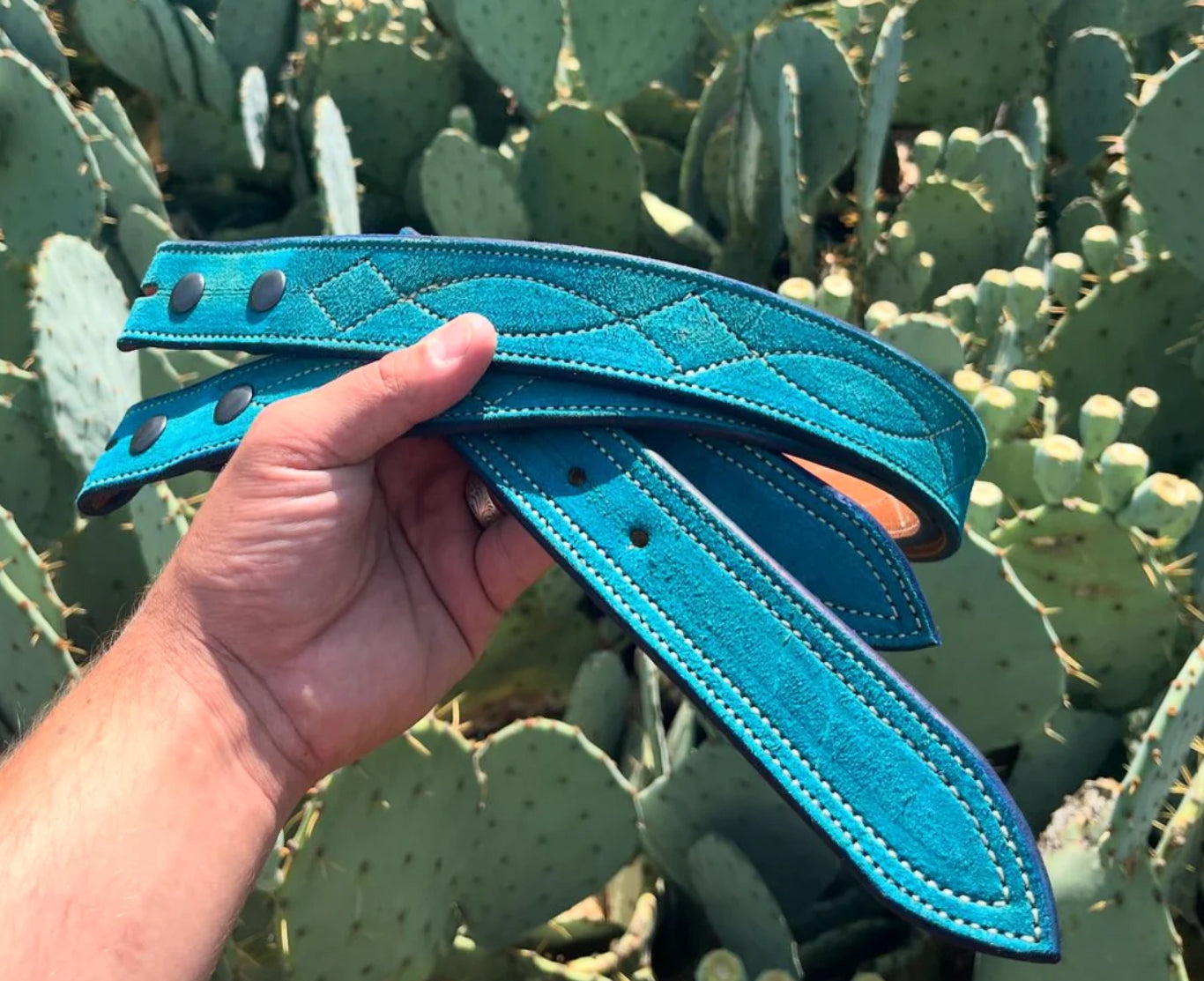 Colored Rough Out Gunslinger Stitched Belts