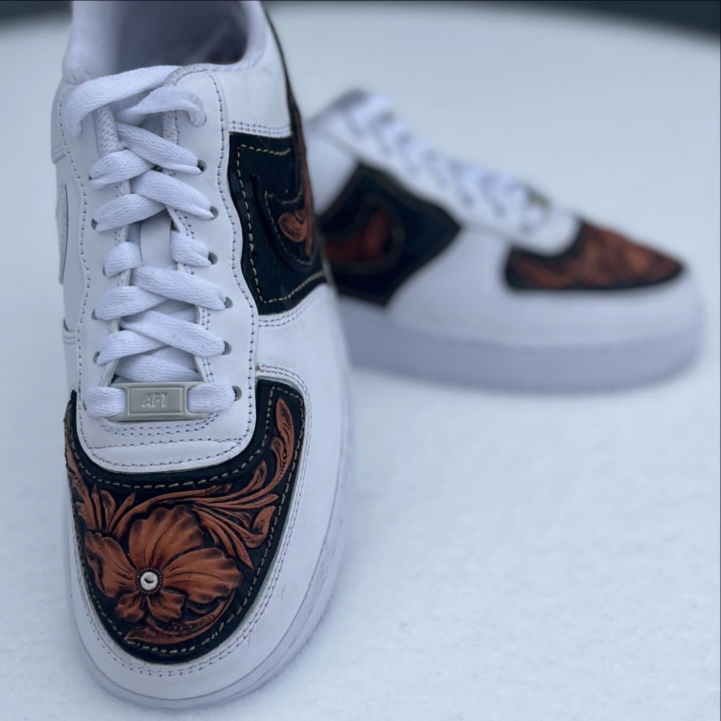 Floral tooled Air Force 1s
